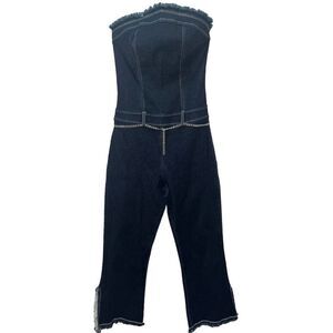 Cello Vintage Jeans Denim Blue Strapless Jumpsuit